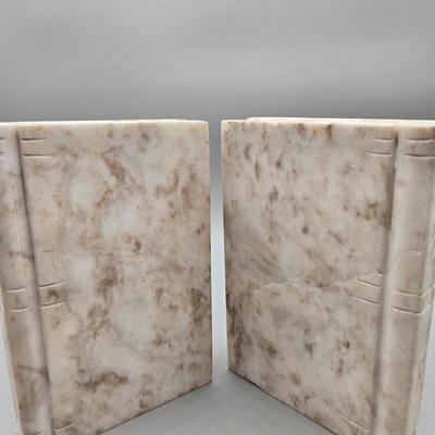 LOT 138: Vintage Cast Metal LEX Scales of Justice Bookend and Set of Marble-Like Bookends