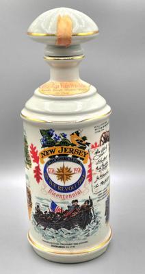 LOT 143: Vintage Old Rip Van Winkle New Jersey Bicentennial Cumberland Porcelain Decanter, 1960's Tired Business Highball Glass,...