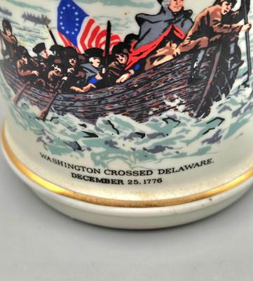 LOT 143: Vintage Old Rip Van Winkle New Jersey Bicentennial Cumberland Porcelain Decanter, 1960's Tired Business Highball Glass,...