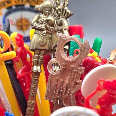 LOT 143: Vintage Old Rip Van Winkle New Jersey Bicentennial Cumberland Porcelain Decanter, 1960's Tired Business Highball Glass,...