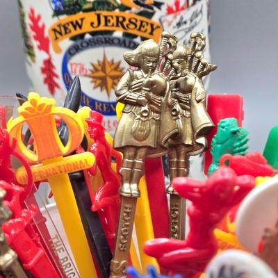 LOT 143: Vintage Old Rip Van Winkle New Jersey Bicentennial Cumberland Porcelain Decanter, 1960's Tired Business Highball Glass,...