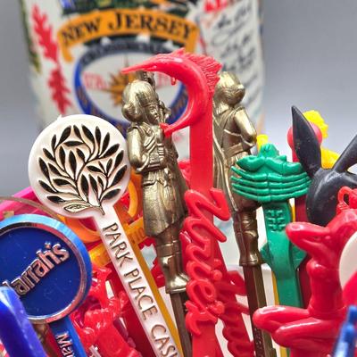 LOT 143: Vintage Old Rip Van Winkle New Jersey Bicentennial Cumberland Porcelain Decanter, 1960's Tired Business Highball Glass,...