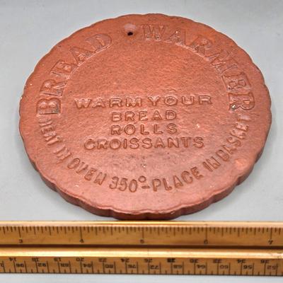 LOT 145: Vintage Terra Cotta Bread Warming Stone, Rooster Trivet, Vintage Rooster and Hen Ceramic Salt and Pepper Shakers, Beswick Figure...