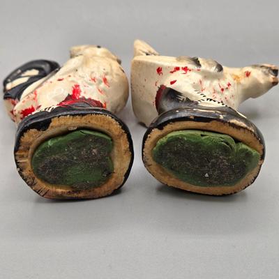 LOT 145: Vintage Terra Cotta Bread Warming Stone, Rooster Trivet, Vintage Rooster and Hen Ceramic Salt and Pepper Shakers, Beswick Figure...