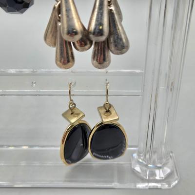 LOT 146J: Vintage Black with Silver-tone and Gold-tone Jewelry, Including Multiple Pierced Earrings and More