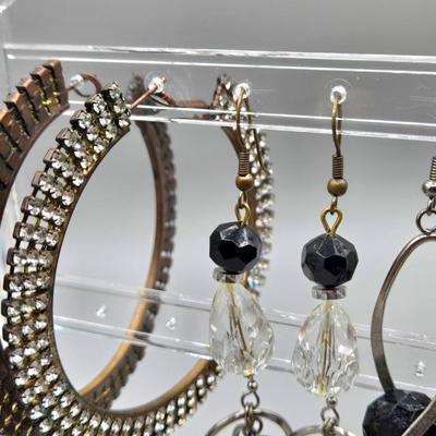 LOT 146J: Vintage Black with Silver-tone and Gold-tone Jewelry, Including Multiple Pierced Earrings and More