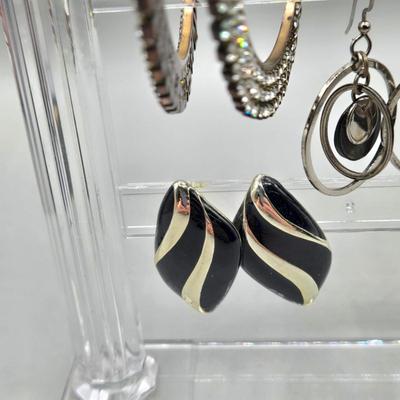 LOT 146J: Vintage Black with Silver-tone and Gold-tone Jewelry, Including Multiple Pierced Earrings and More