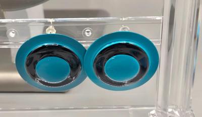 LOT 150J: Vintage Square Plastic Turquoise Red Poppy Flower Leaf Enamel Stud Earrings,Teal Blue Round Spiral Button Studs, Aqua Blue...