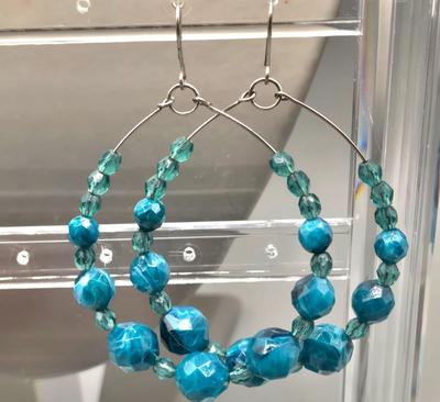 LOT 150J: Vintage Square Plastic Turquoise Red Poppy Flower Leaf Enamel Stud Earrings,Teal Blue Round Spiral Button Studs, Aqua Blue...