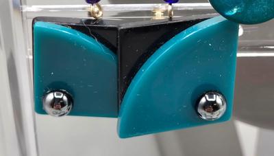 LOT 150J: Vintage Square Plastic Turquoise Red Poppy Flower Leaf Enamel Stud Earrings,Teal Blue Round Spiral Button Studs, Aqua Blue...