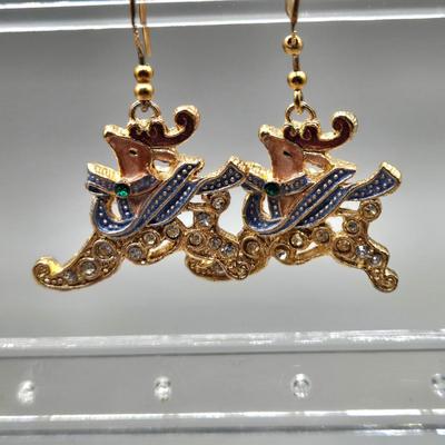 LOT 151J: Art Nouveau Blue Stone Brooch, Blue Heart Earrings, Glass Bead Earrings, Silver-tone Bead Necklaces, and More