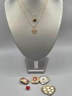 LOT 152J: Gold-tone Necklaces with Heart Charms and More