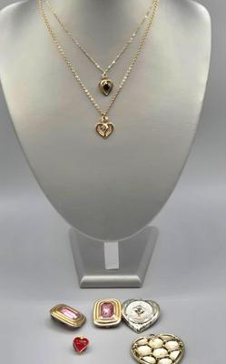 LOT 152J: Gold-tone Necklaces with Heart Charms and More