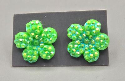 LOT 153J: Variety of Vintage Clip and Pierced Earrings and Pins Including Fall Leaves, Shamrocks, Holly, Bugs Bunny Santa, and More