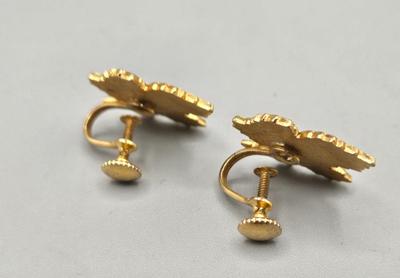 LOT 153J: Variety of Vintage Clip and Pierced Earrings and Pins Including Fall Leaves, Shamrocks, Holly, Bugs Bunny Santa, and More