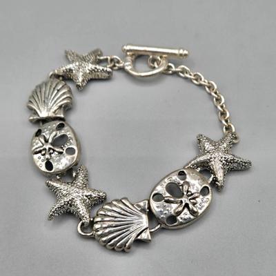 LOT 156J: Alex and Ani Silver-tone Mermaid Necklace and Shell and Beach Themed Charm Bracelets