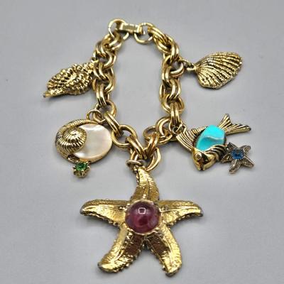 LOT 156J: Alex and Ani Silver-tone Mermaid Necklace and Shell and Beach Themed Charm Bracelets