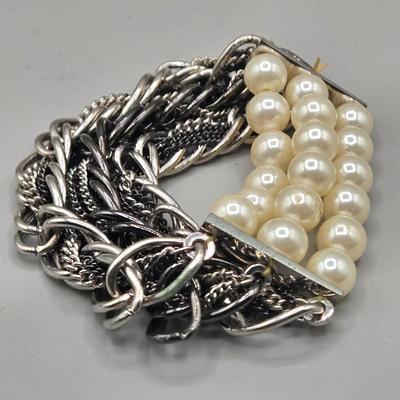 LOT 157J: Black and Silver-tone Bracelets and Necklaces