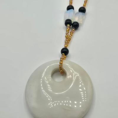 LOT 160J: Polished Stone Necklaces, Gold and Silver Colored Bead Necklace, and Multi Colored Faux Gemstone Bracelet