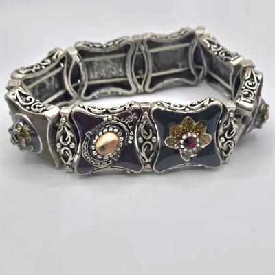 LOT 160J: Polished Stone Necklaces, Gold and Silver Colored Bead Necklace, and Multi Colored Faux Gemstone Bracelet