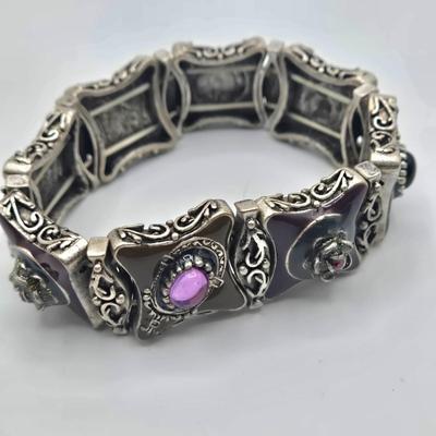 LOT 160J: Polished Stone Necklaces, Gold and Silver Colored Bead Necklace, and Multi Colored Faux Gemstone Bracelet