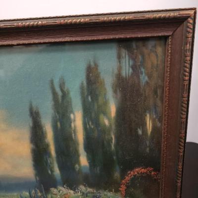 LOT 162: Antique Framed Prints-Old Fashioned Cottage Garden by R. Atkinson Fox & Landscape Unsigned