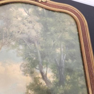 LOT 162: Antique Framed Prints-Old Fashioned Cottage Garden by R. Atkinson Fox & Landscape Unsigned