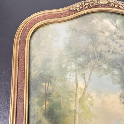 LOT 162: Antique Framed Prints-Old Fashioned Cottage Garden by R. Atkinson Fox & Landscape Unsigned