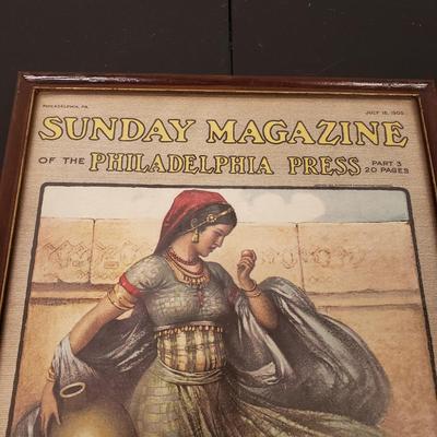 LOT 163: Framed Antique Sunday Magazine Covers with Various Advertisements