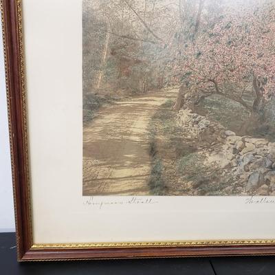 LOT 165: Framed & Signed Wallace Nutting "Honeymoon Stroll" Print