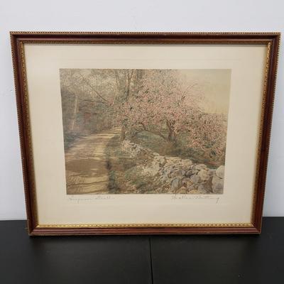LOT 165: Framed & Signed Wallace Nutting "Honeymoon Stroll" Print