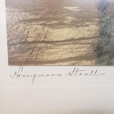 LOT 165: Framed & Signed Wallace Nutting "Honeymoon Stroll" Print