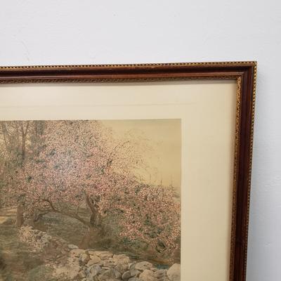 LOT 165: Framed & Signed Wallace Nutting "Honeymoon Stroll" Print