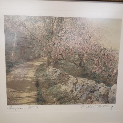 LOT 165: Framed & Signed Wallace Nutting "Honeymoon Stroll" Print