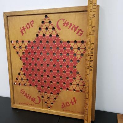 LOT 166: Vintage Chinese Checkers Boards with Marbles & Drueke Wooden Cribbage Set