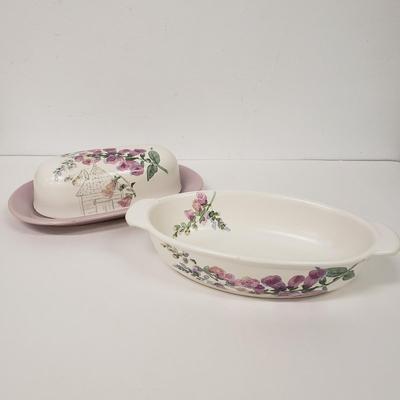 LOT 167: Assorted Pfaltzgraff Cape May Floral Serving Pieces
