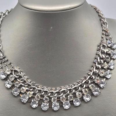 LOT 173J: Silver-tone Jewelry Including Rhinestone Turtle Clamper Bracelet, Bib Necklace, Multiple Bangle and Cuff Bracelets, and More