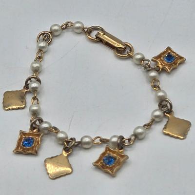 LOT 174J: Variety of Gold-tone Stretch and Clasp Bracelets