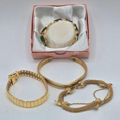 LOT 177J: Variety of Gold-tone Bracelets
