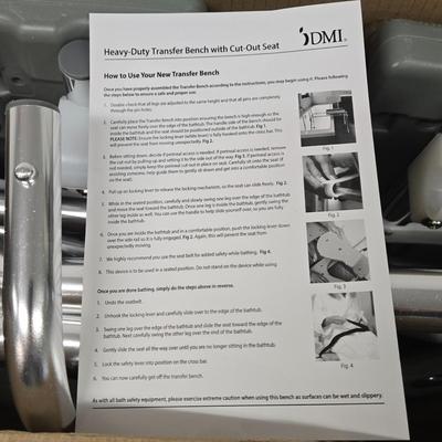 LOT 179: New in Box Heavy Duty Transfer Bench with Cut Out Seat