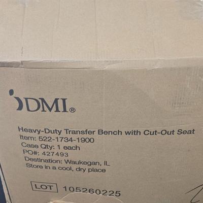 LOT 179: New in Box Heavy Duty Transfer Bench with Cut Out Seat