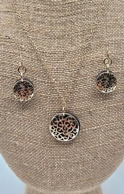 LOT 192J: Filigree 2 Tone Necklace with Matching Earrings, Multiple Pairs of Pierced Earrings, Charm Bracelets, and More