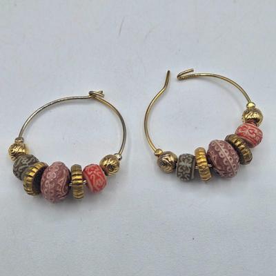 LOT 192J: Filigree 2 Tone Necklace with Matching Earrings, Multiple Pairs of Pierced Earrings, Charm Bracelets, and More