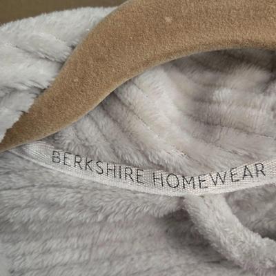 LOT 193: Berskshire Homeware Robe, 2 Pairs of Slippers, and Blanket