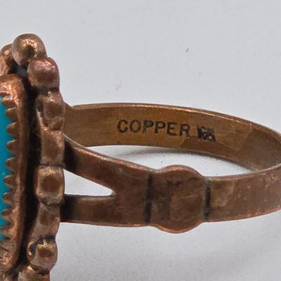LOT 200J: Copper-tone Necklace with Matching Earrings, Copper Ring, and More