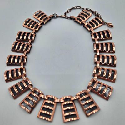 LOT 200J: Copper-tone Necklace with Matching Earrings, Copper Ring, and More