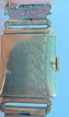 Sale Photo Thumbnail #86: 1940's style, inset second hand at the 6 position.  Blue steel hands. Working.  Gemex stretch band.