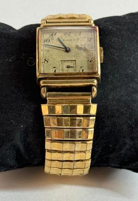 Sale Photo Thumbnail #89: 1940's style, inset second hand at the 6 position.  Blue steel hands. Working.  Gemex stretch band.