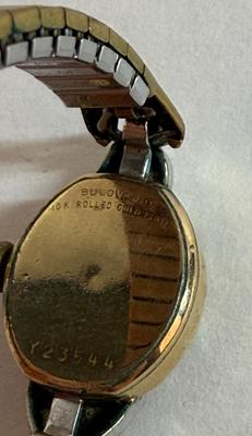 Sale Photo Thumbnail #70: 10K Rolled Gold Plate case and a stretch band. Manual-wind watch, hands can be adjusted and appears to be running.