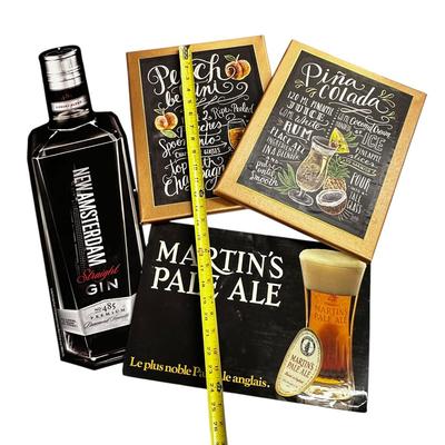 Sale Photo Thumbnail #174: Man Cave or Bar Display Items Lot of 4 - 2 hand painted canvas drink paintings, New Amsterdam metal wall hanging and cardboard Martin's Pale Ale advertisement.